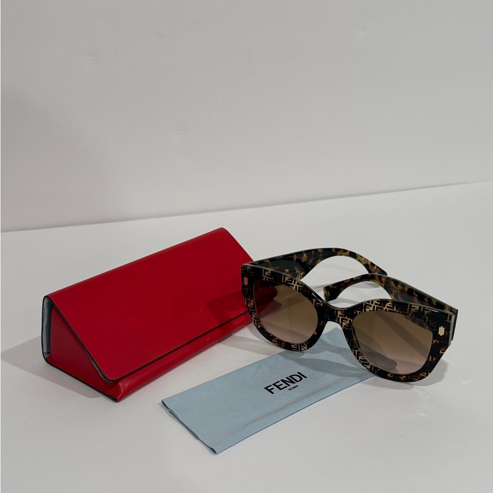 Fendi Tortoise Shell Sunglasses with Red Case